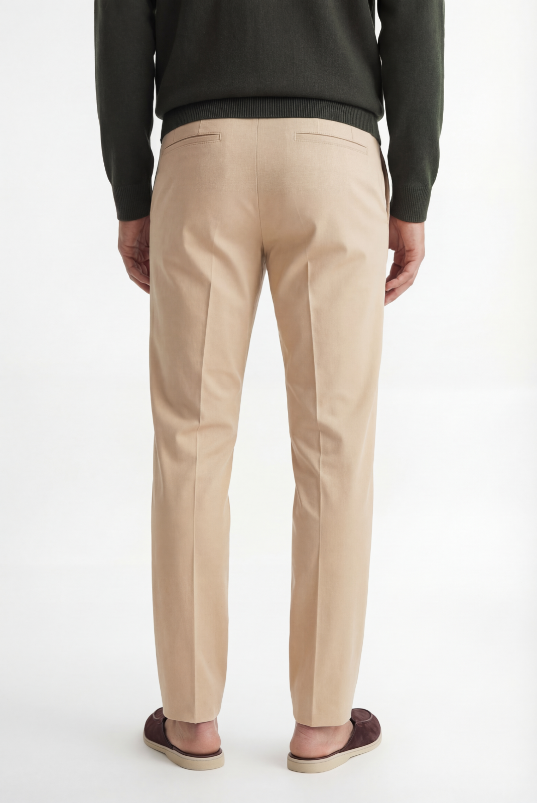 Beige Elastic Pantalon