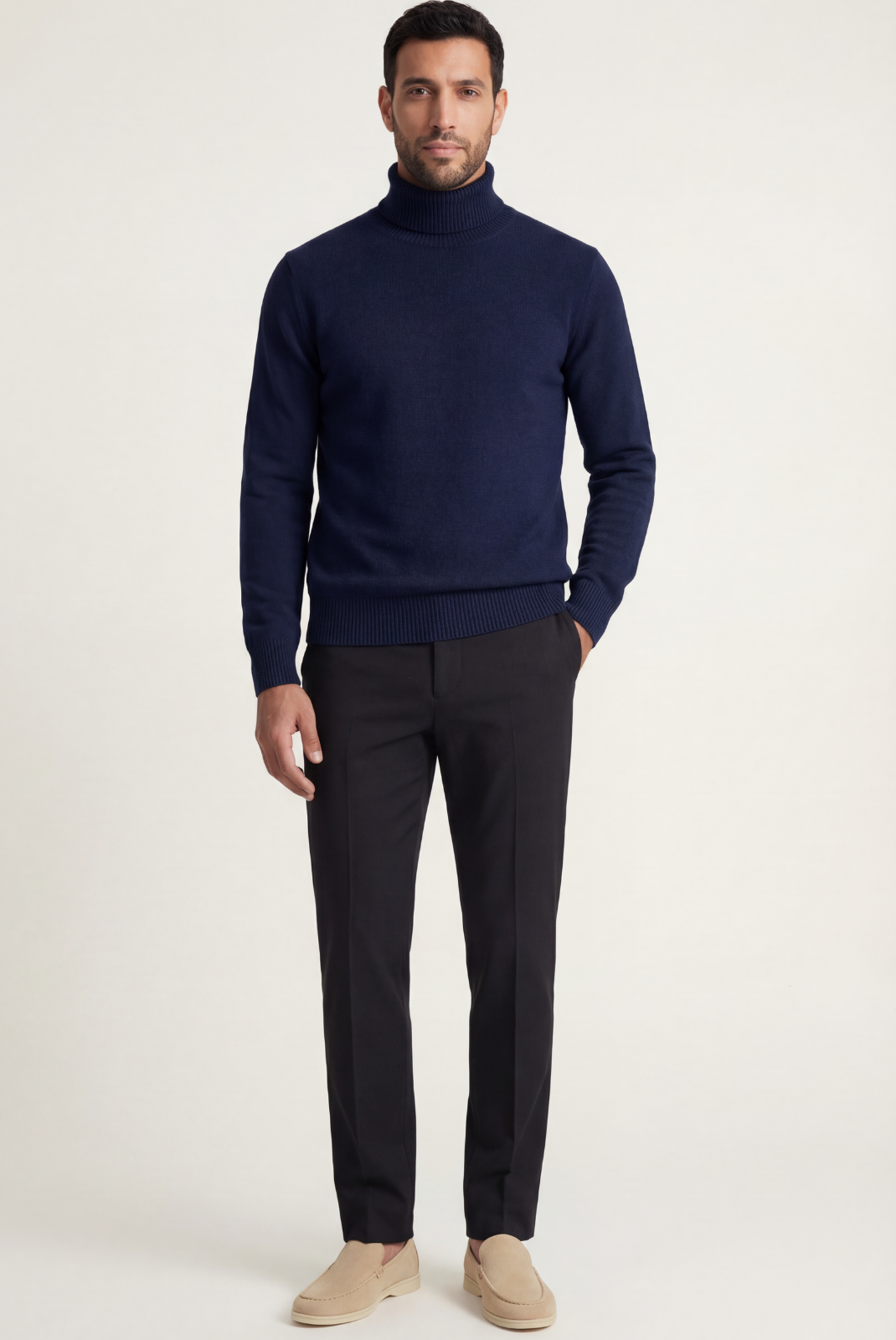 Navy Blue Cashmere Turtleneck
