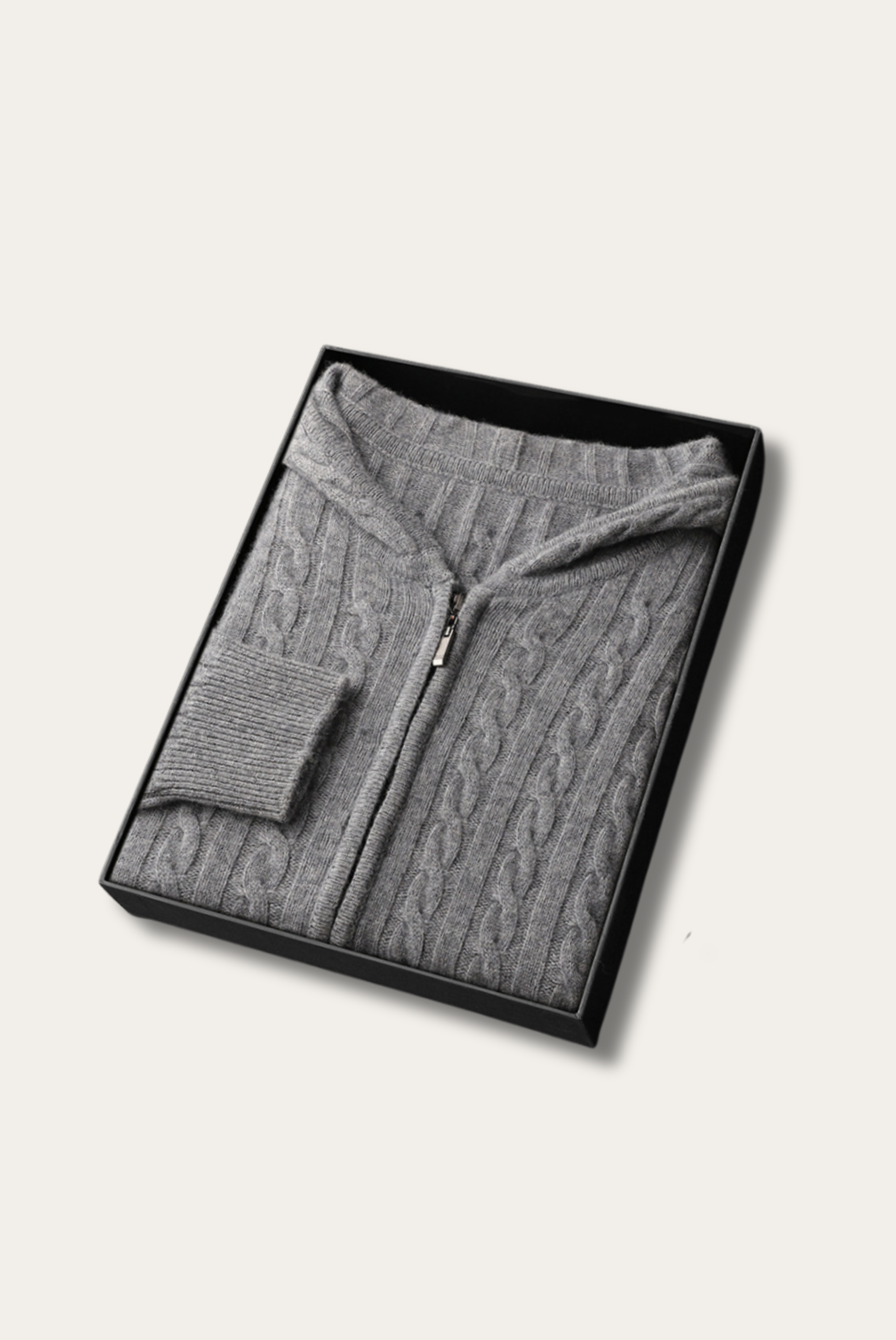 Grey Cashmere Zip Jacket