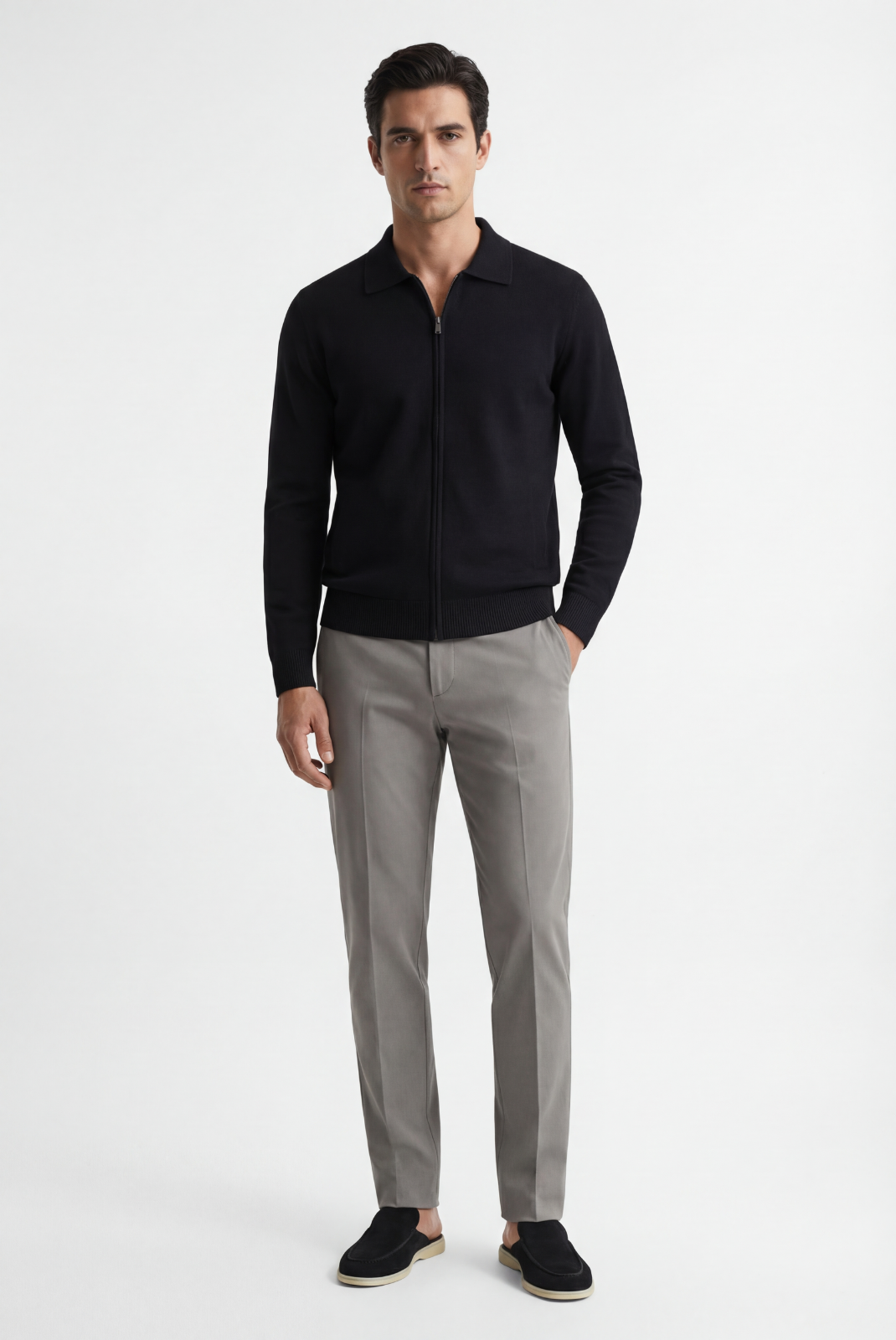 Grey Elastic Pantalon