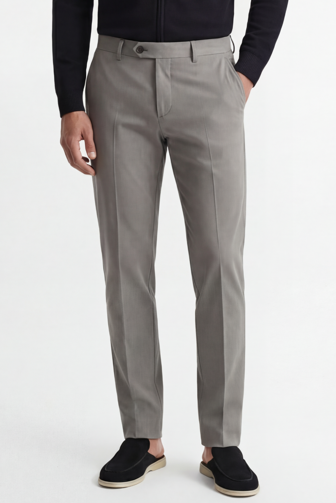 Grey Elastic Pantalon