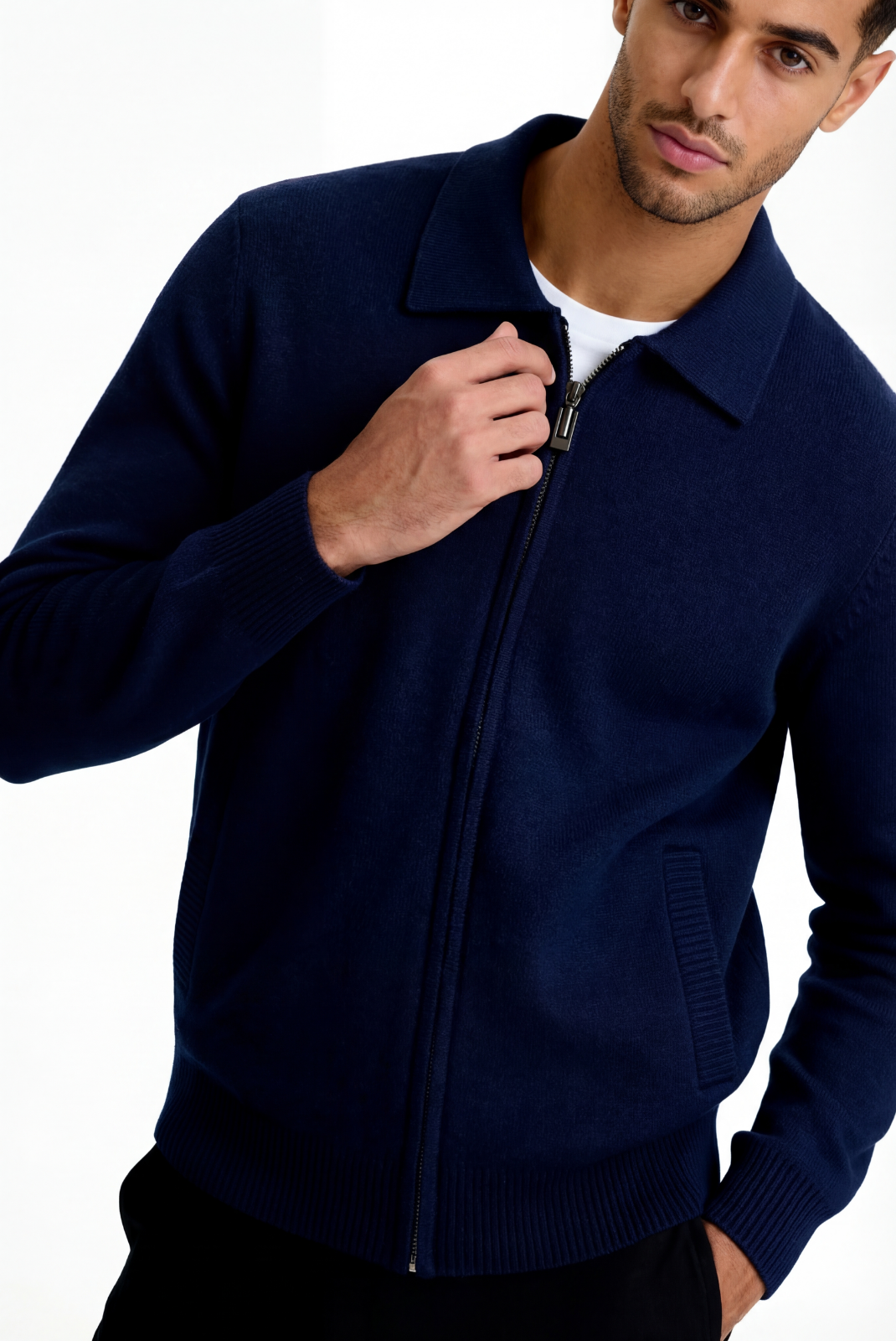 Navy Blue Polo Cardigan