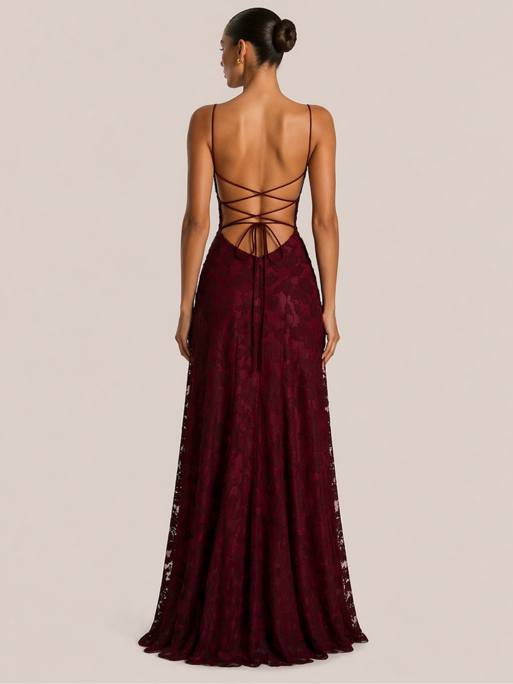 Moreno Rouge Lace Gown