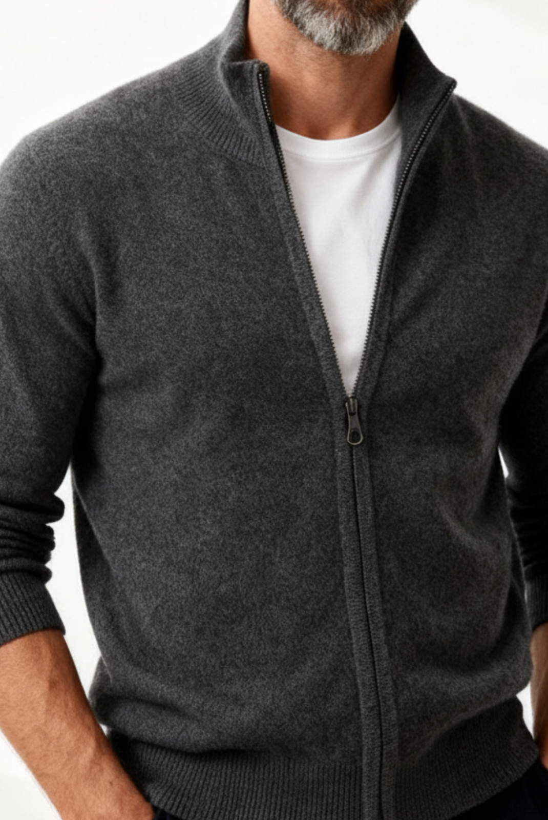 Grey Inside-Out Cashmere Cardigan