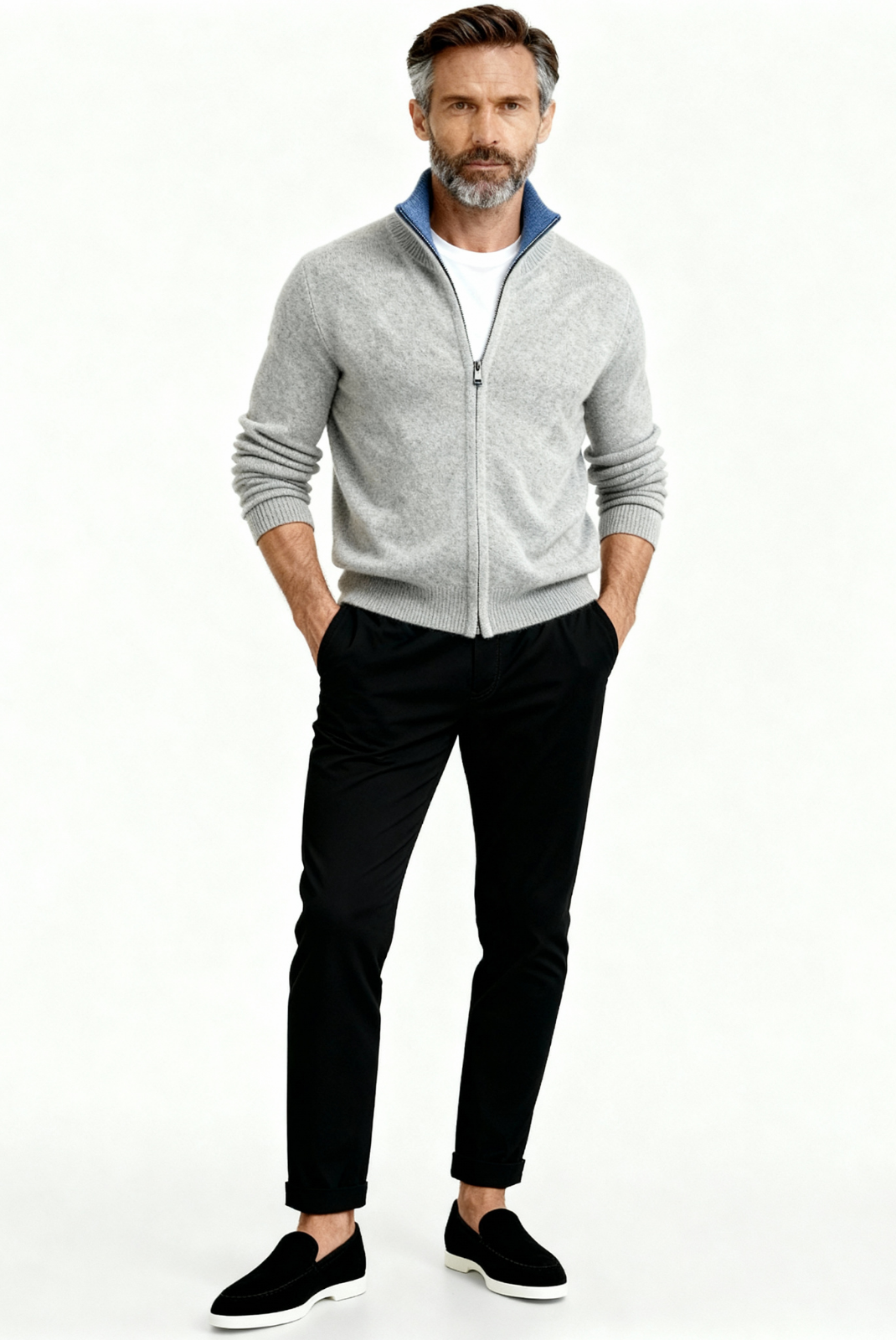 Light Grey Inside-Out Cashmere Cardigan