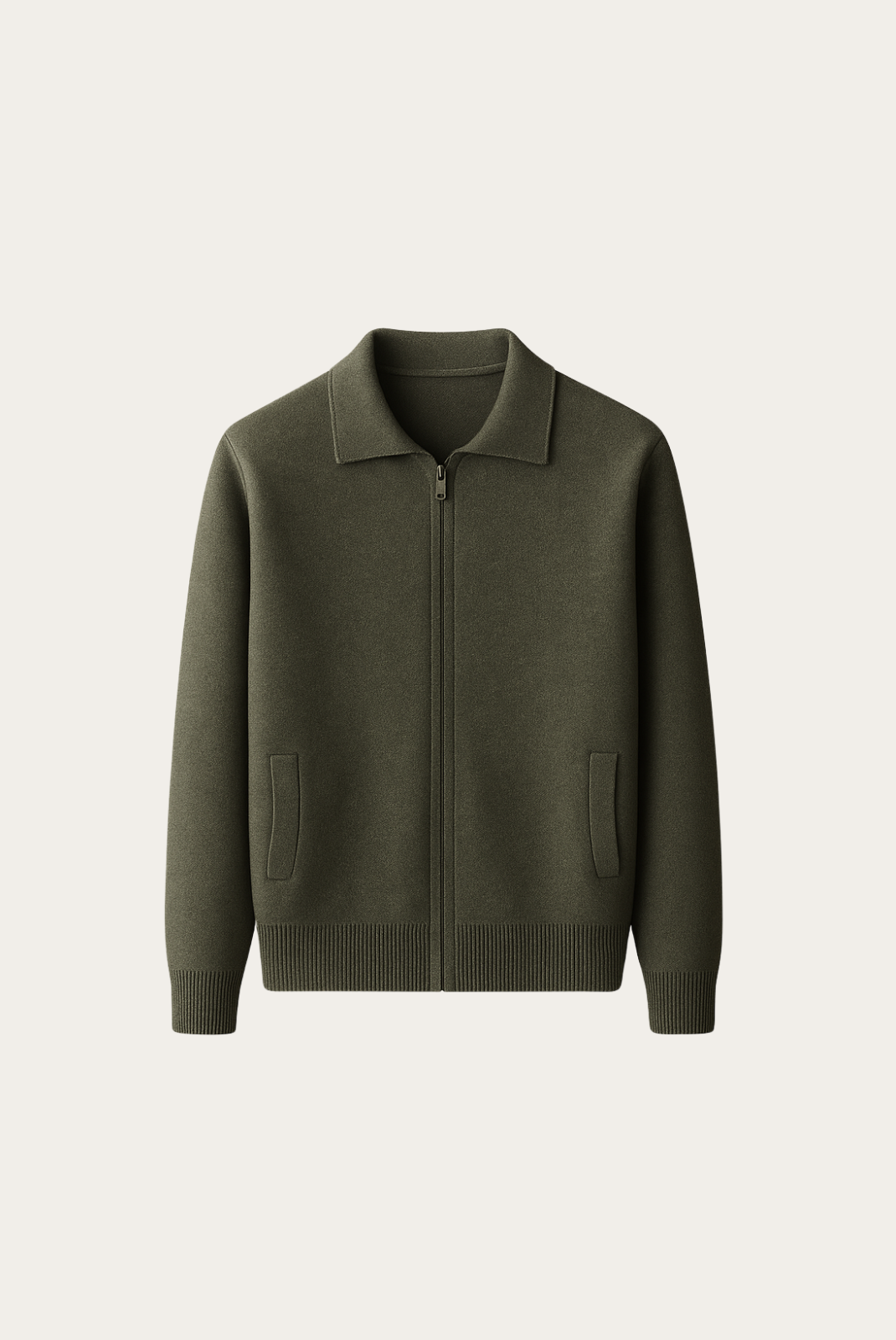 Olive Green Polo Cardigan