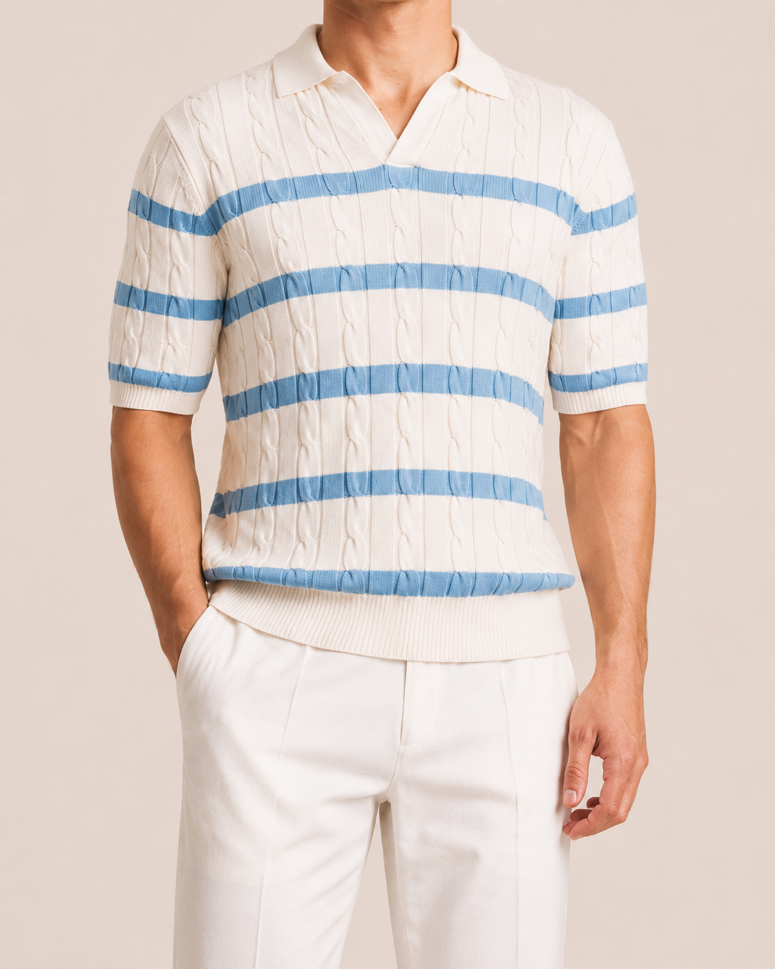 Ivory Riviera Knit Polo