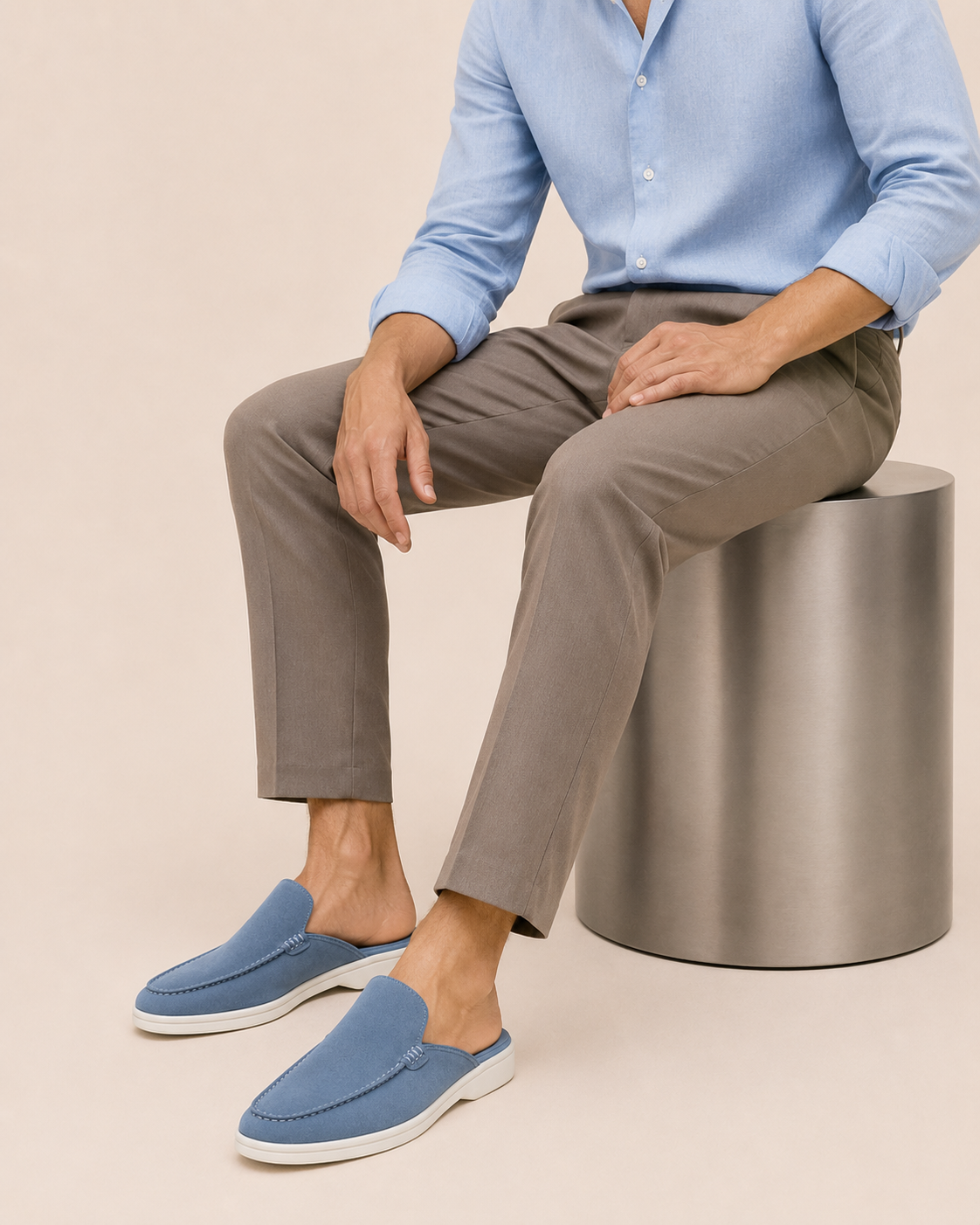 Bordeaux Moreno Mule Light Blue