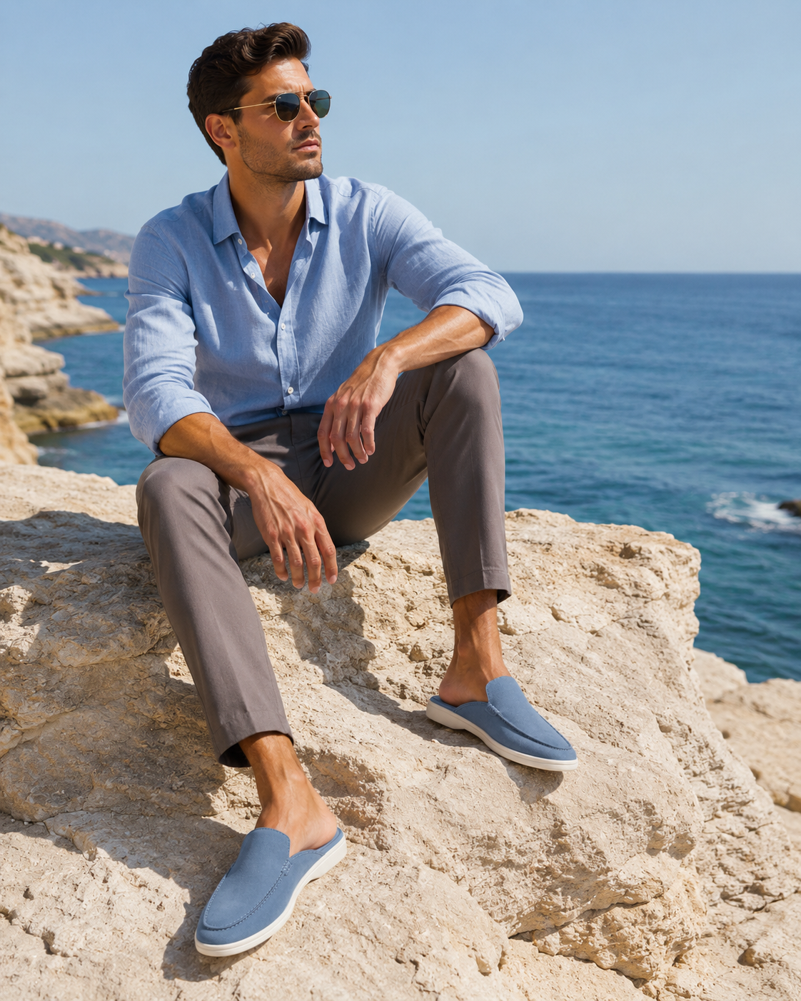 Bordeaux Moreno Mule Light Blue