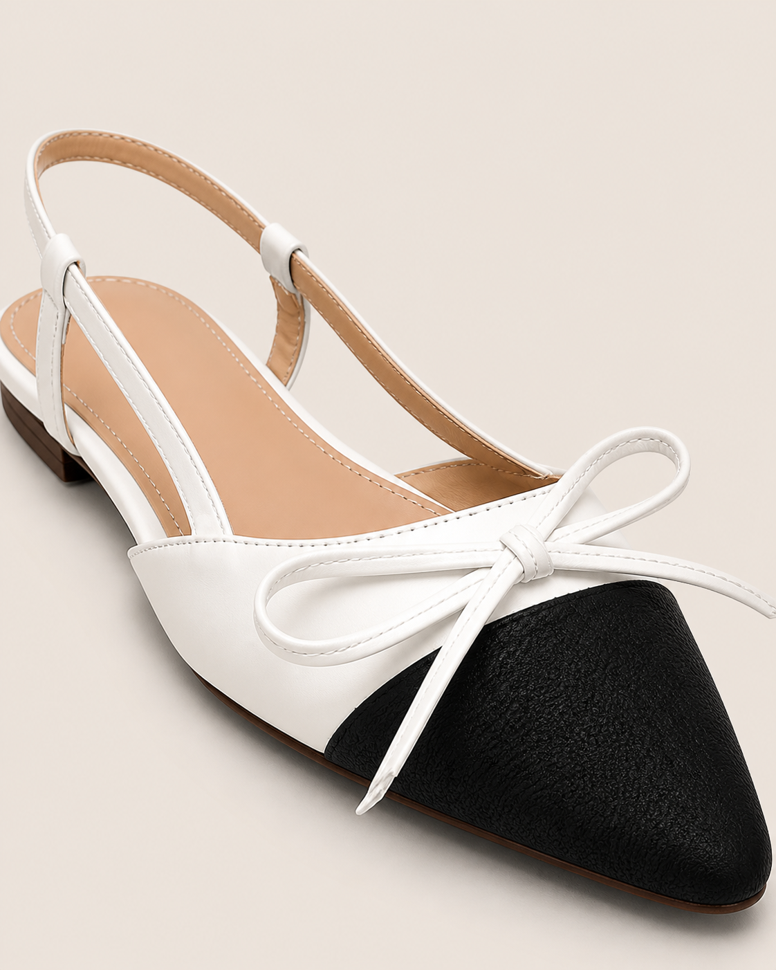 Moreno Noir Blanche Slingback Flat