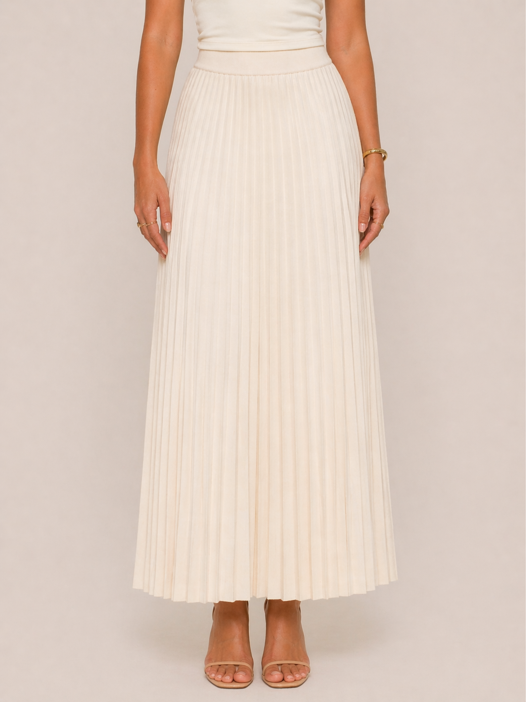 Moreno Ivory Pleated Maxi Skirt