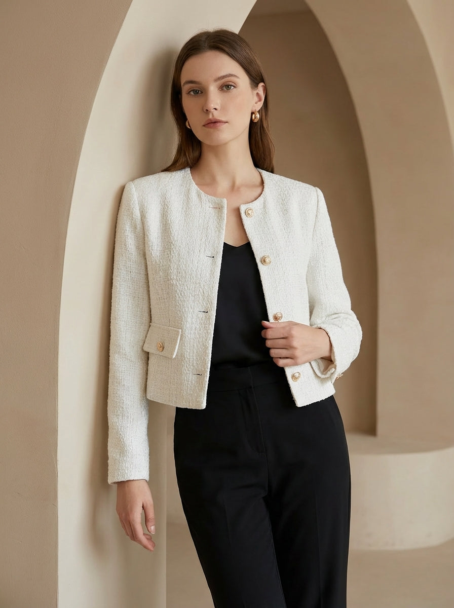 Old Money Elegant Tweed Chic Jacket