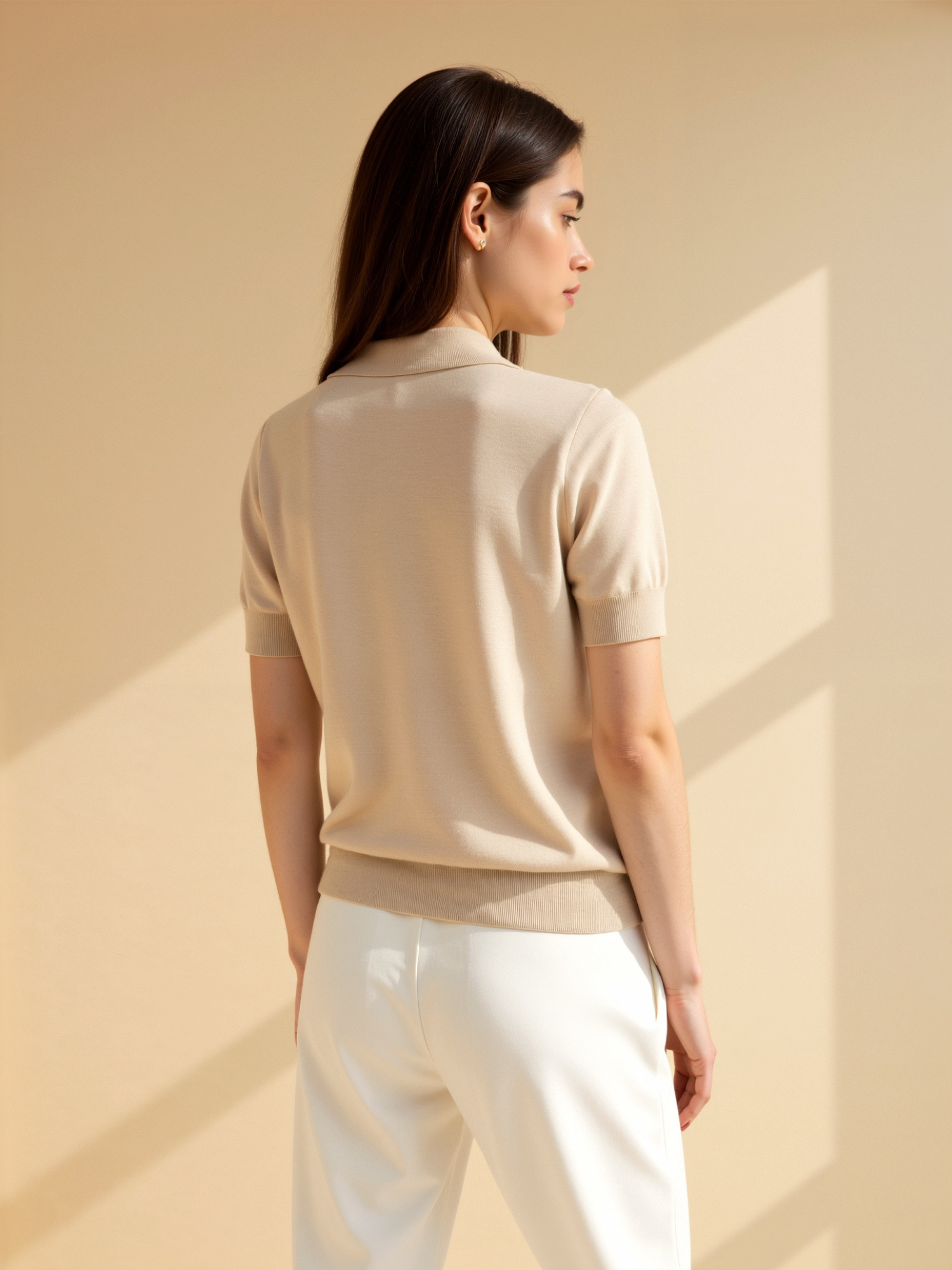 Quiet Luxury Silk and Cashmere Superfine Polo T-shirt