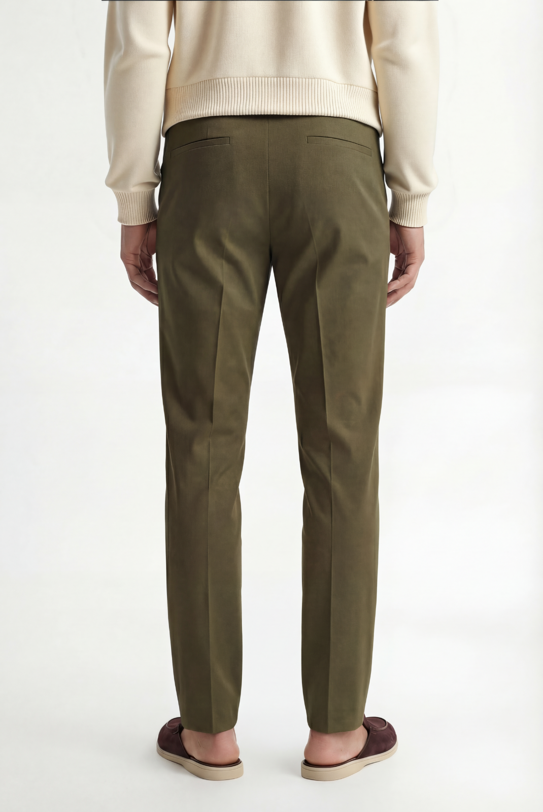 Olive Green Elastic Pantalon