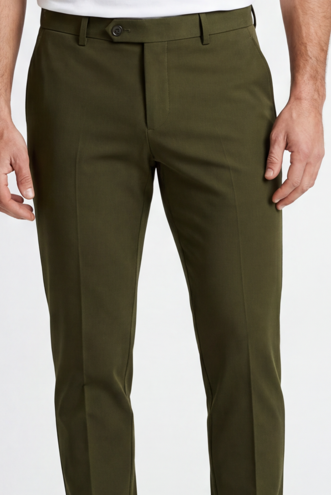 Olive Green Elastic Pantalon