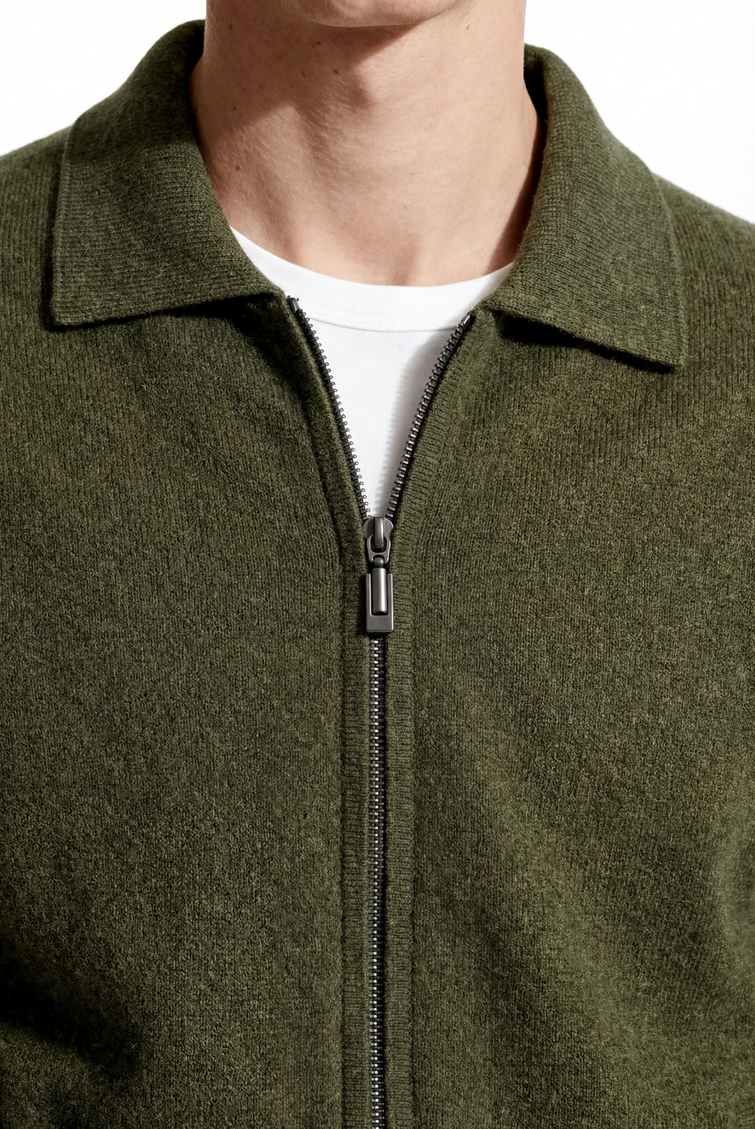 Olive Green Polo Cardigan
