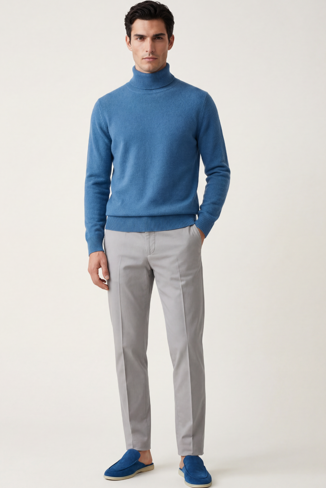 Sky Blue Cashmere Turtleneck