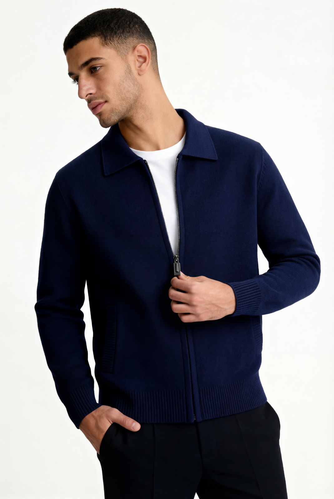 Navy Blue Polo Cardigan