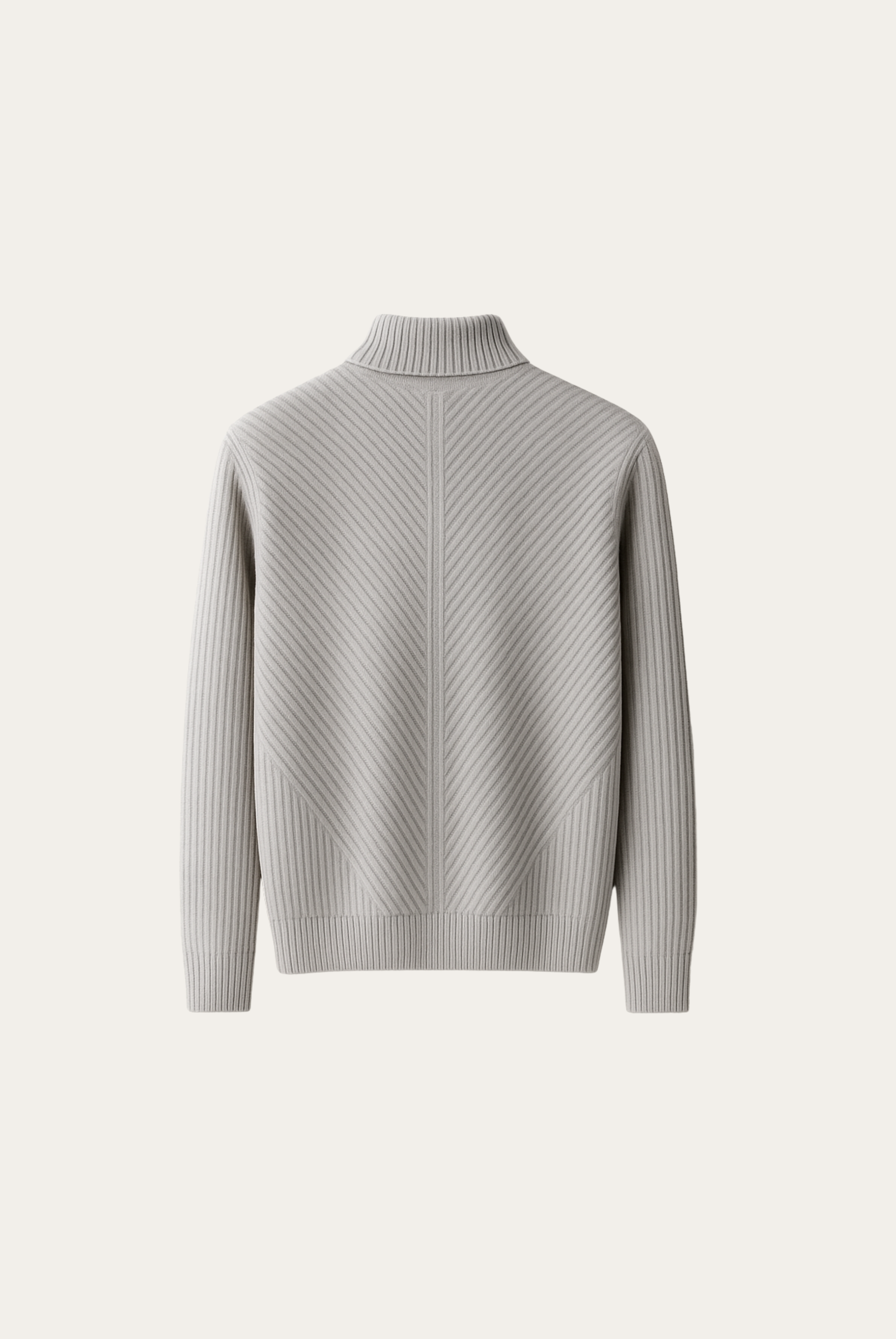 Grey Ribbed Cashmere Sweater