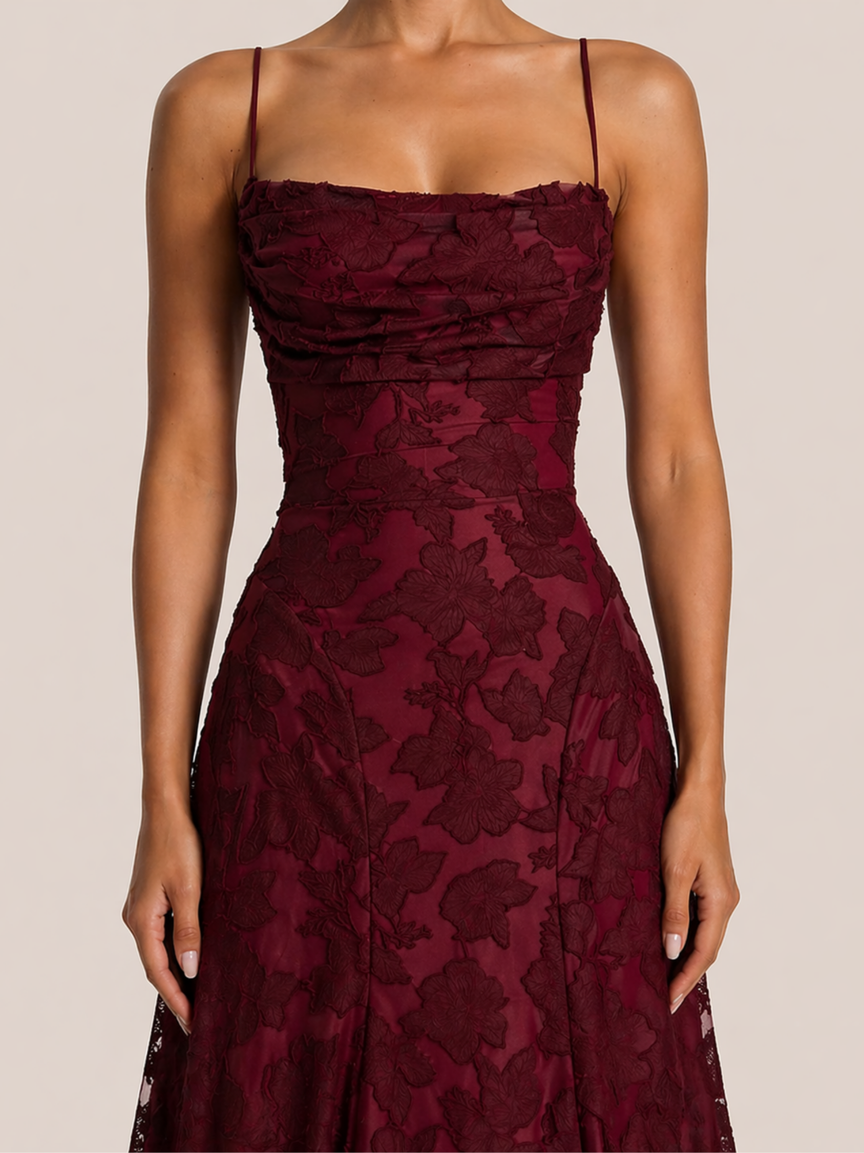 Moreno Rouge Lace Gown