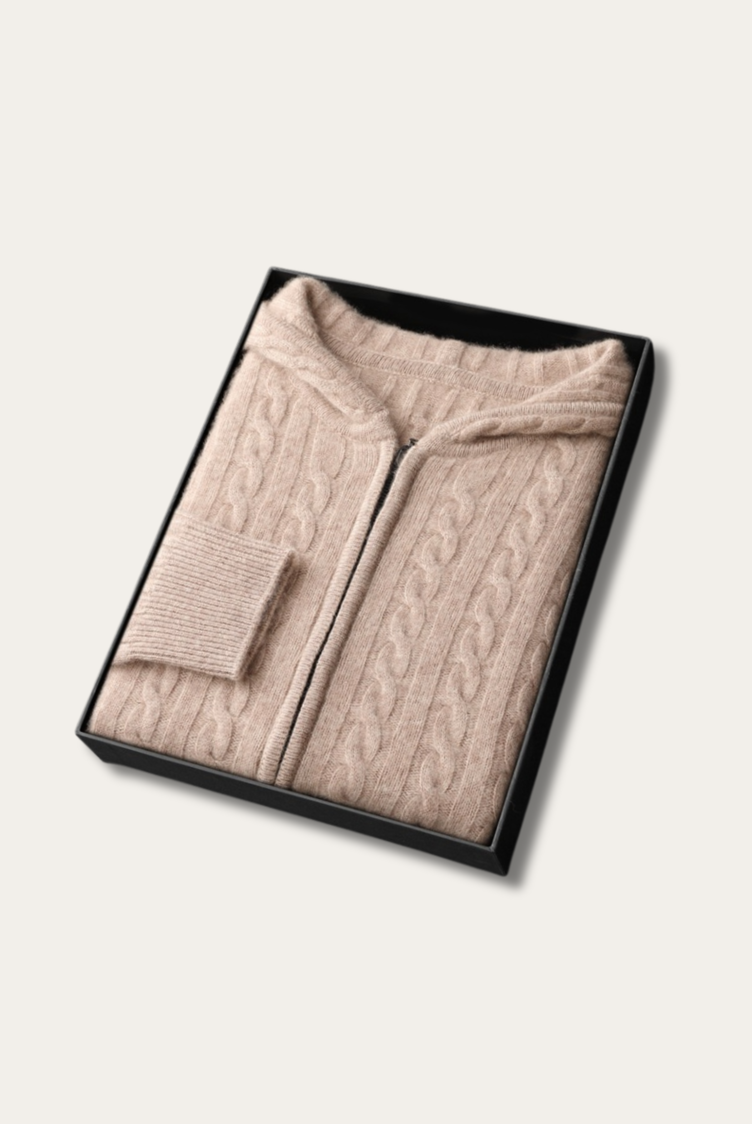 Beige Cashmere Zip Jacket