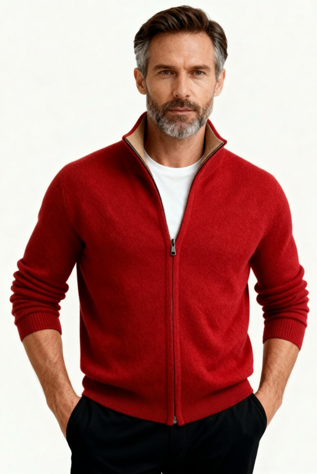 Red Inside-Out Cashmere Cardigan