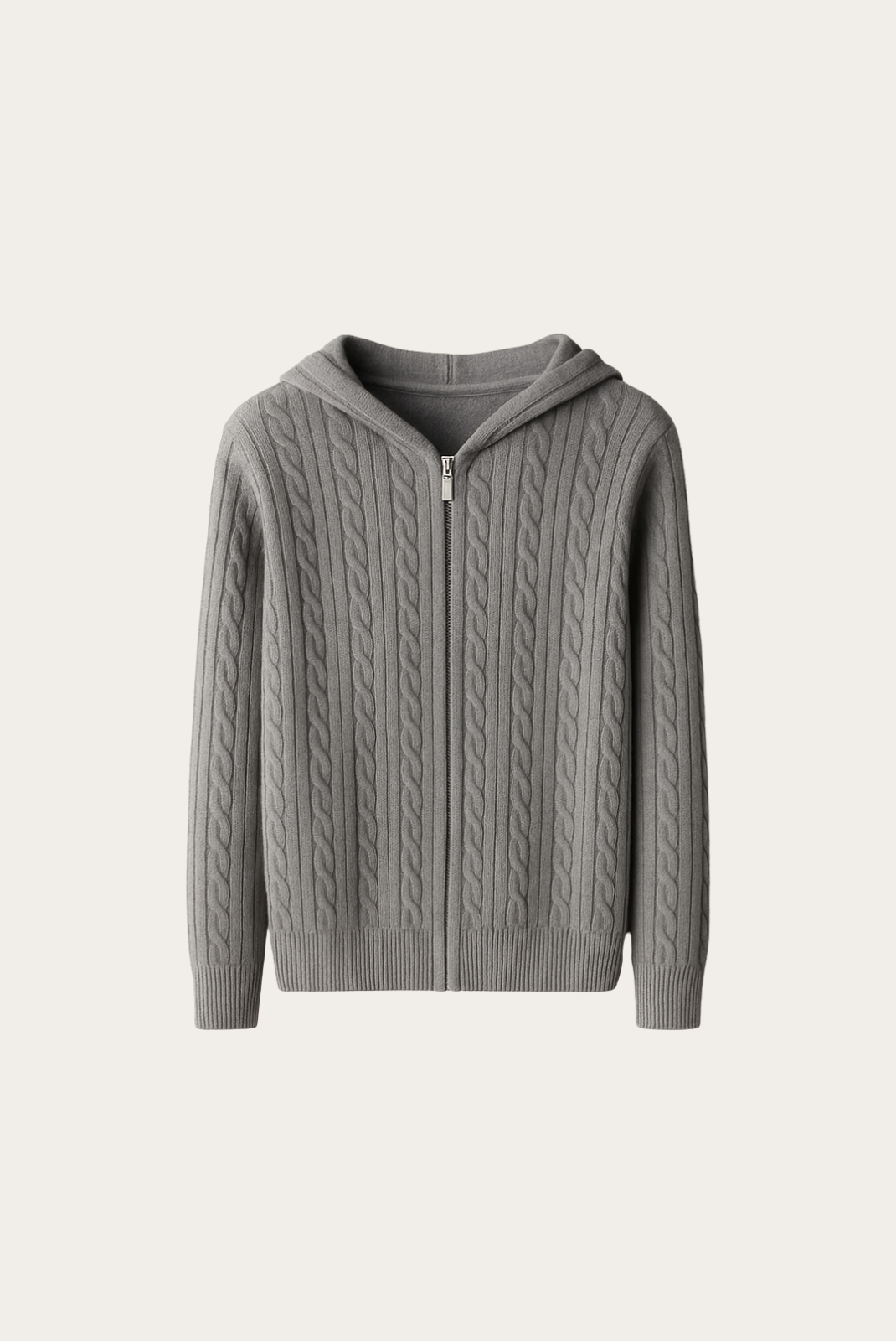 Grey Cashmere Zip Jacket