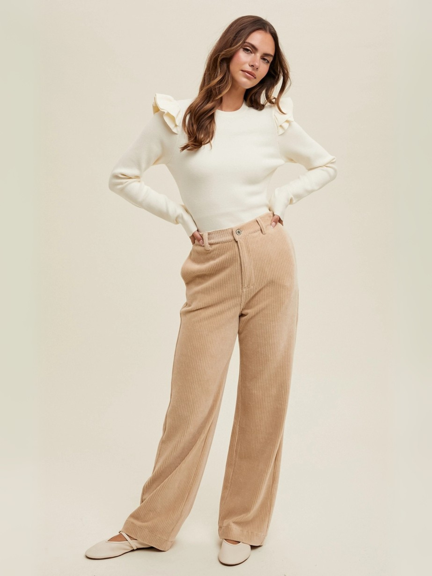 Smart Luxury Old Money Ruffle Sleeve Sweater