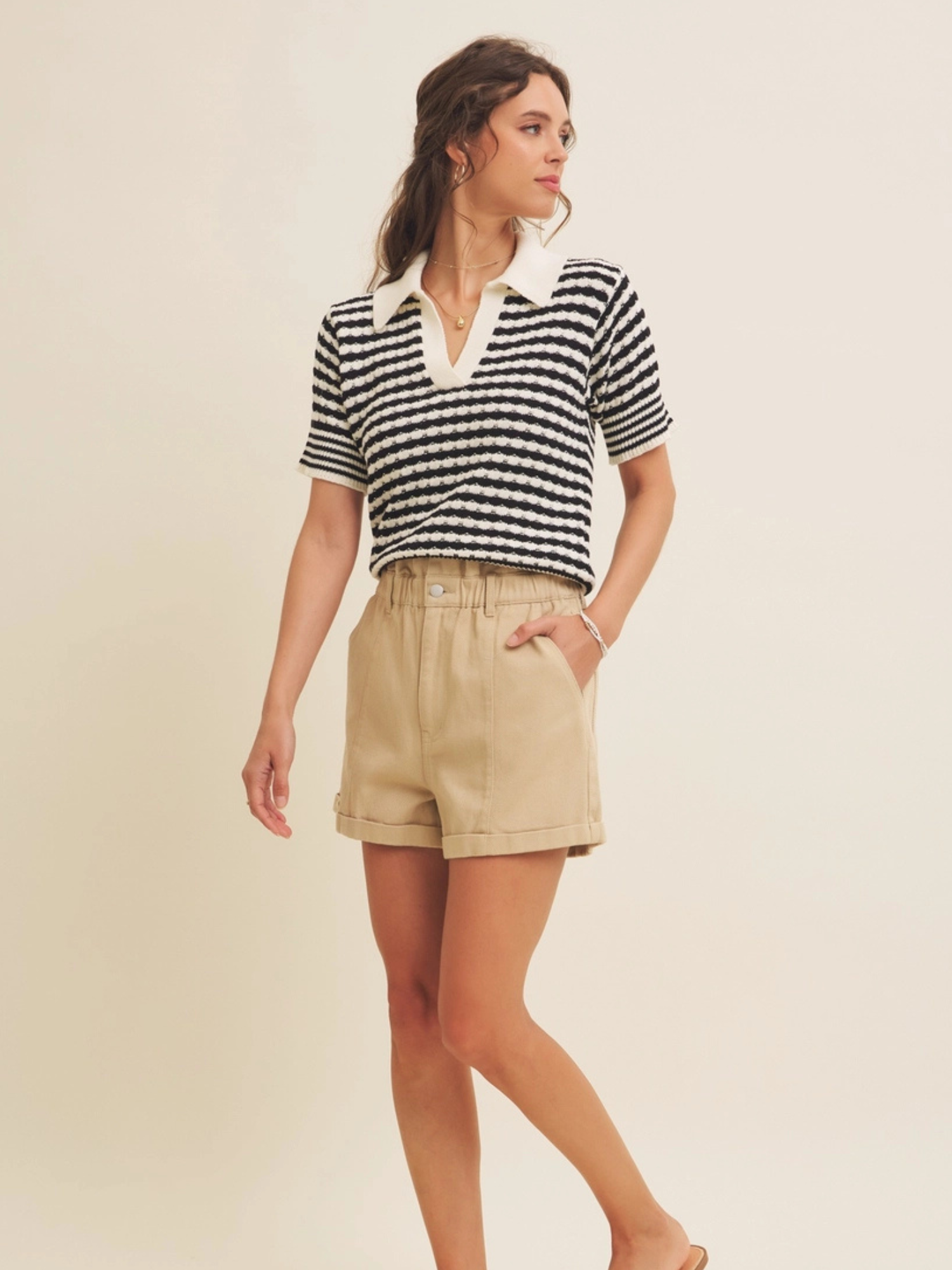 Moreno Soft Textured Striped 100% Cotton Polo T-Shirt