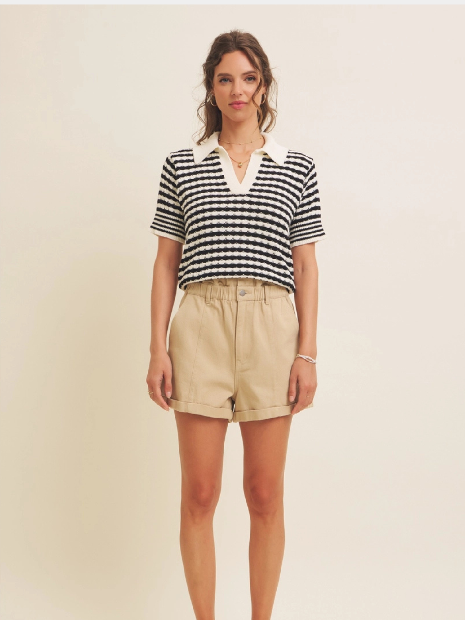 Moreno Soft Textured Striped 100% Cotton Polo T-Shirt