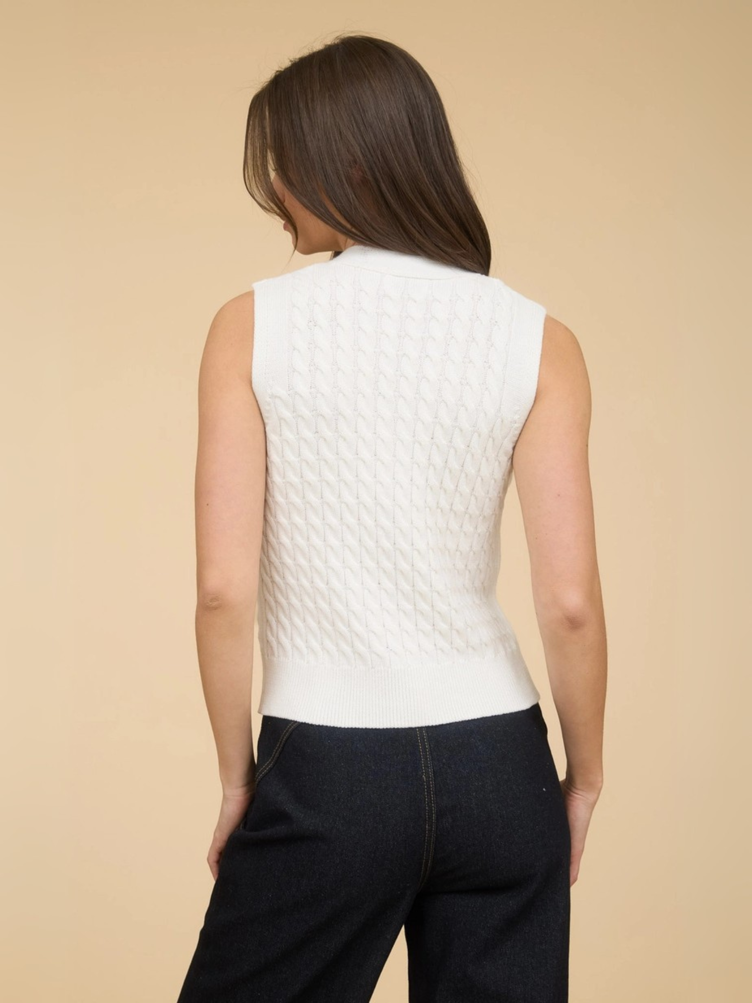 Smart Luxury Cable Knit Classic Cardigan Vest