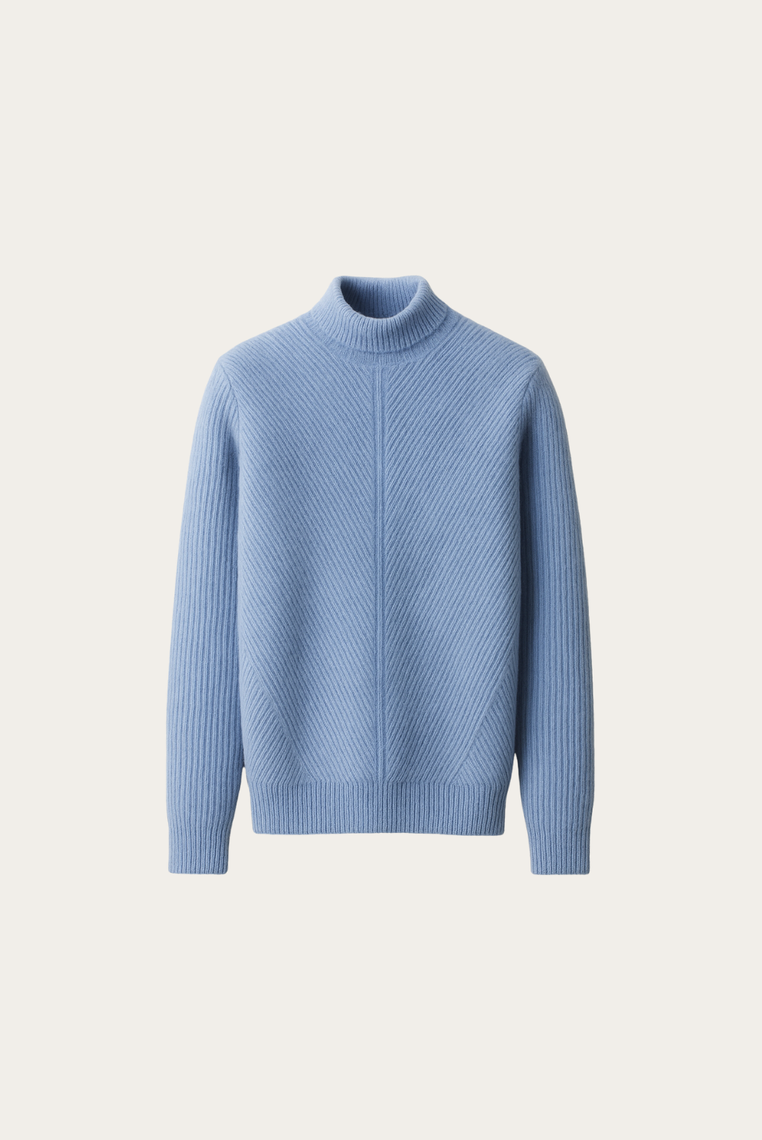 Blue Ribbed Cashmere Sweater