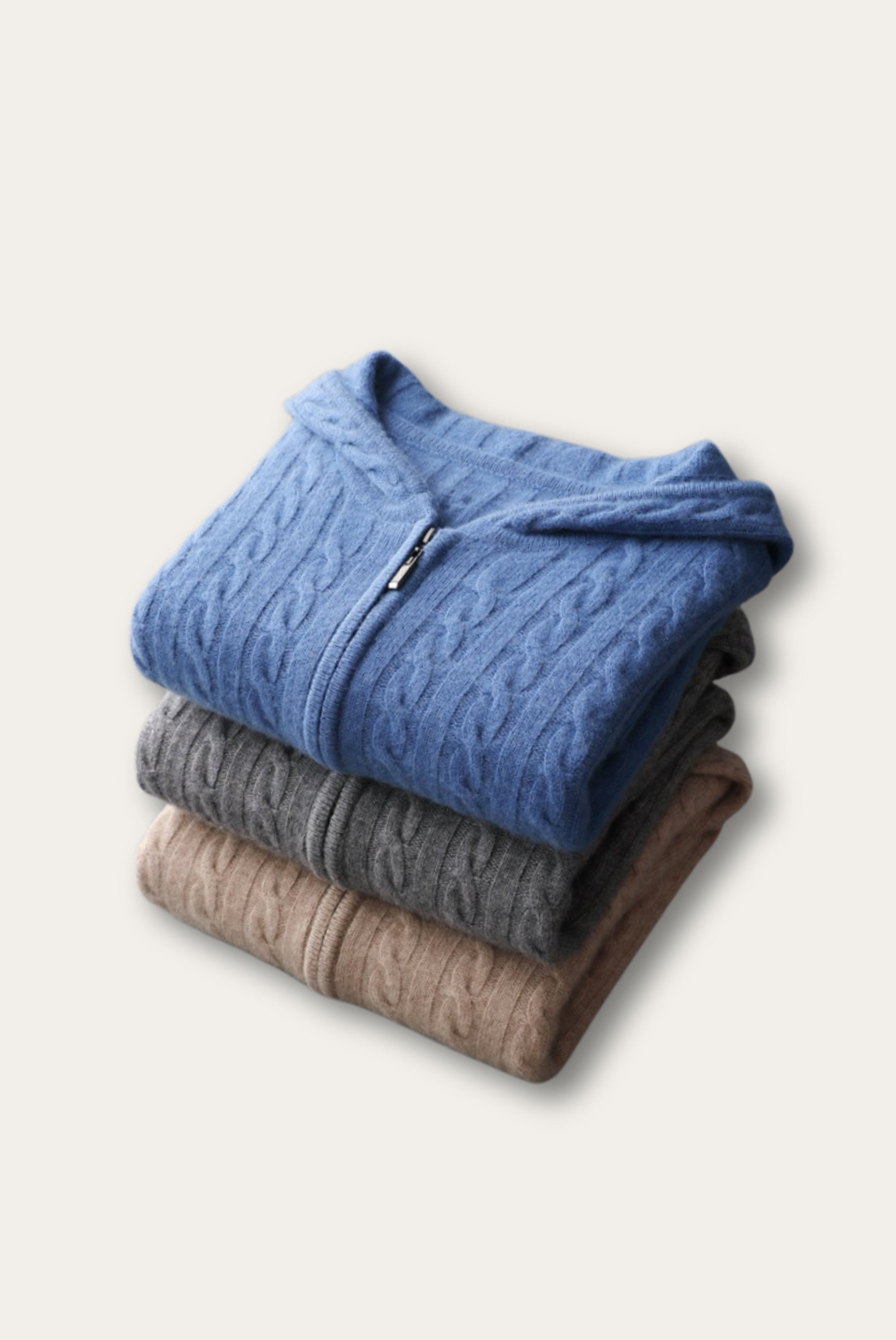 Beige Cashmere Zip Jacket