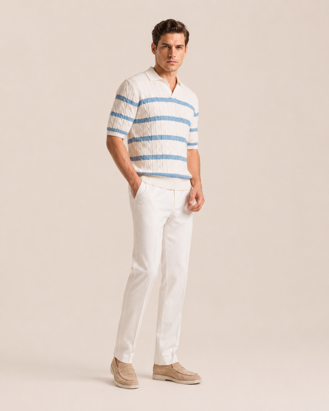 Ivory Riviera Knit Polo