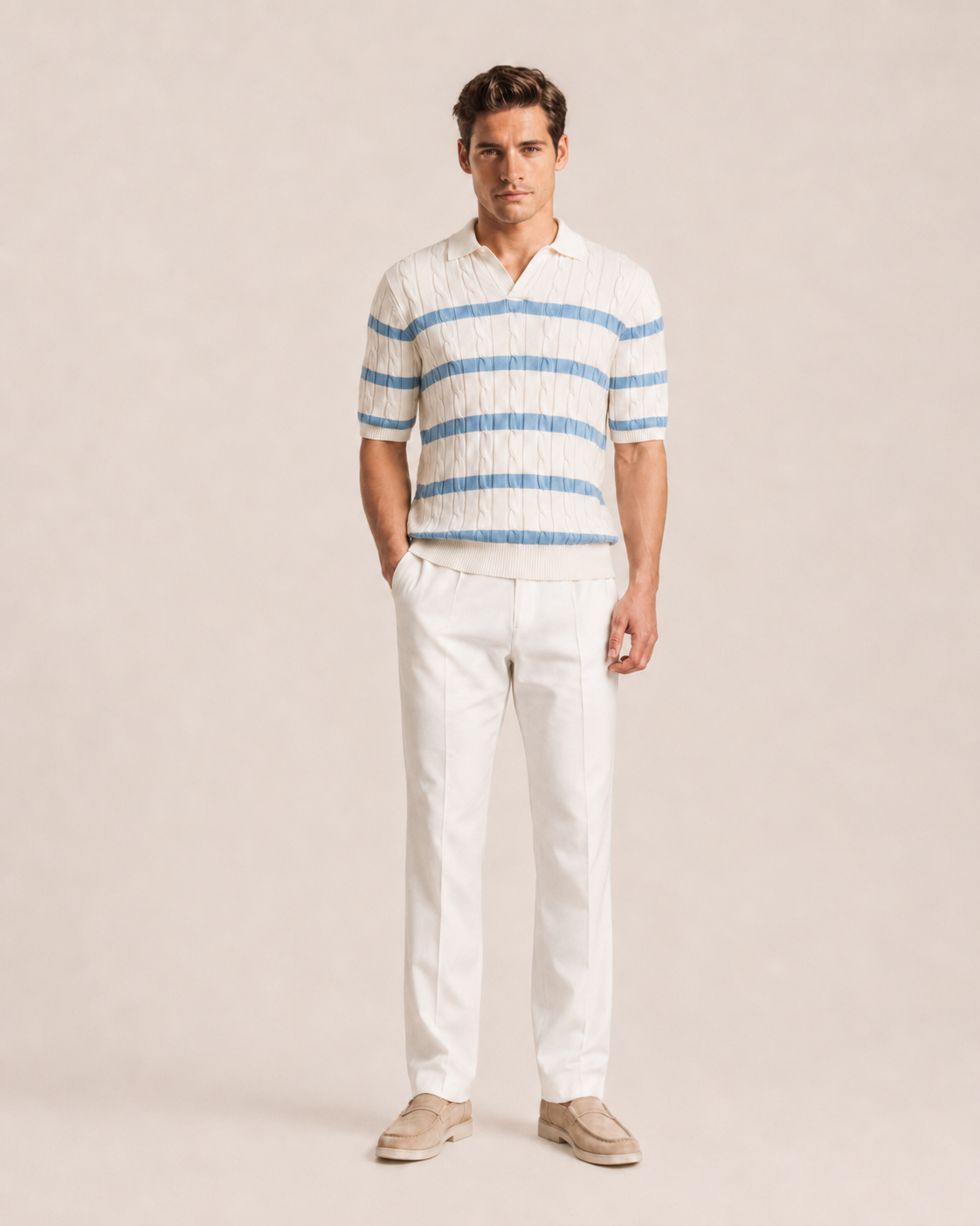 Ivory Riviera Knit Polo