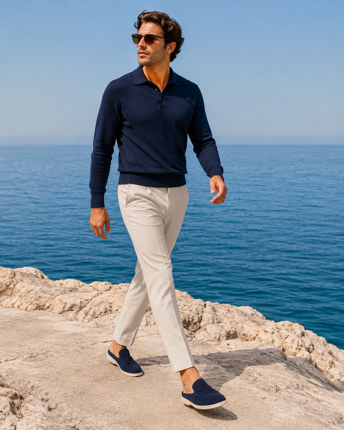 Bordeaux Moreno Mule Dark Blue
