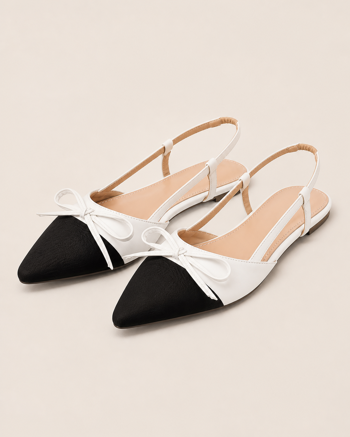 Moreno Noir Blanche Slingback Flat